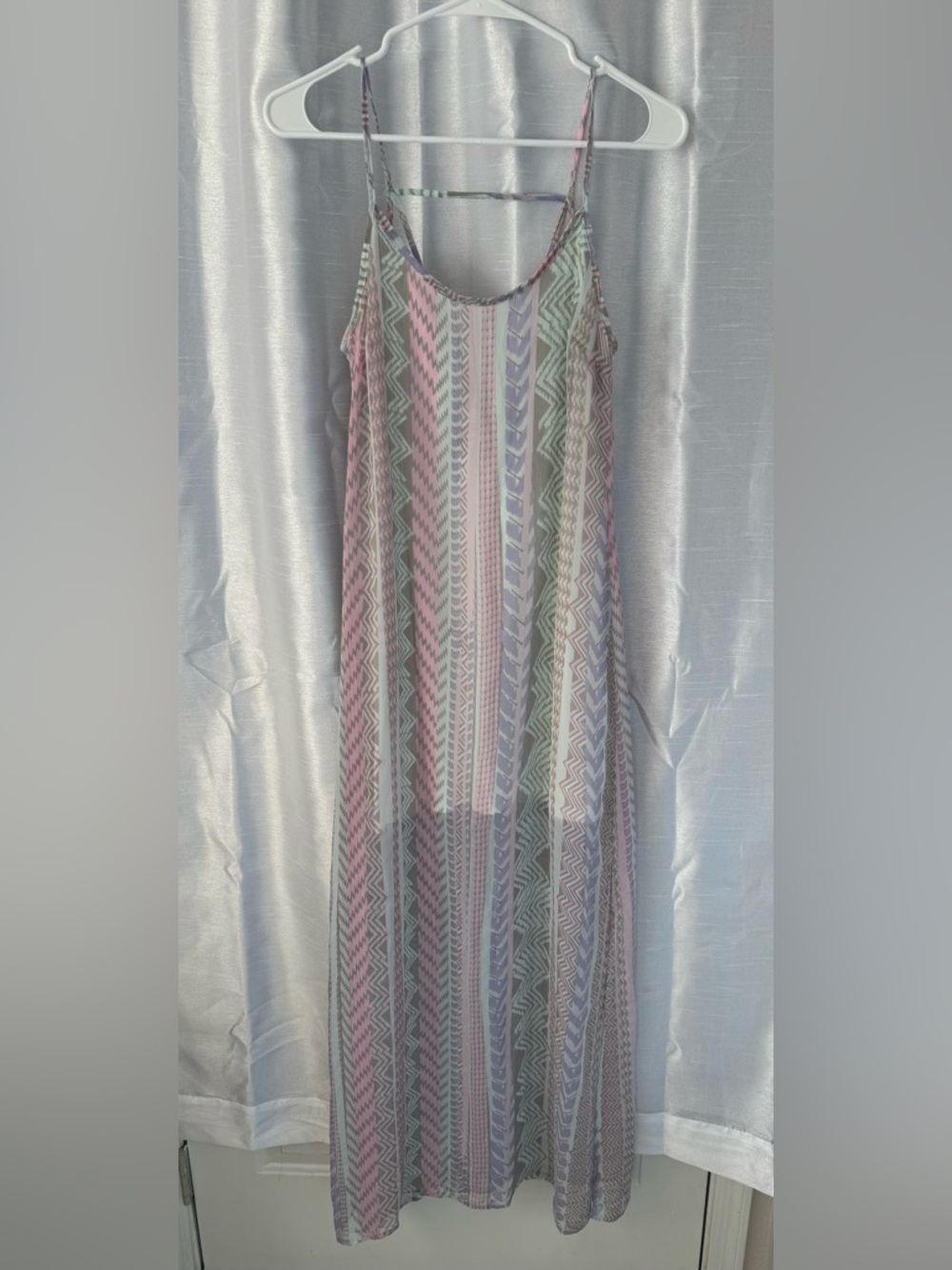 Charlotte Russe Pastel Striped Chevron Maxi Dress - Pink, Lavender & Sage